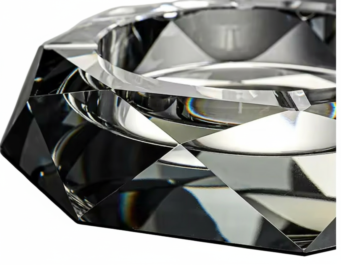 Crystal Ashtray - Diamond Cut Design