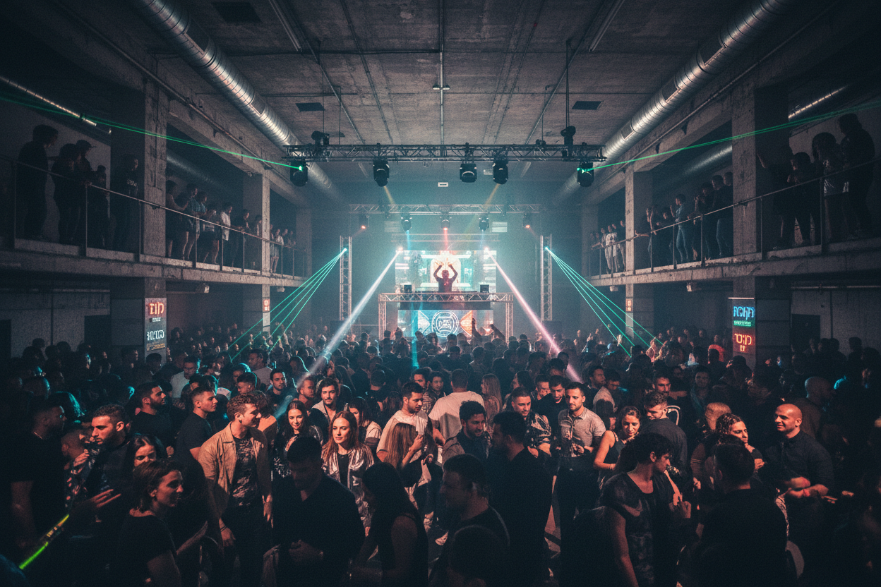 מועדון מחתרתי עם עשן אטמוספרי